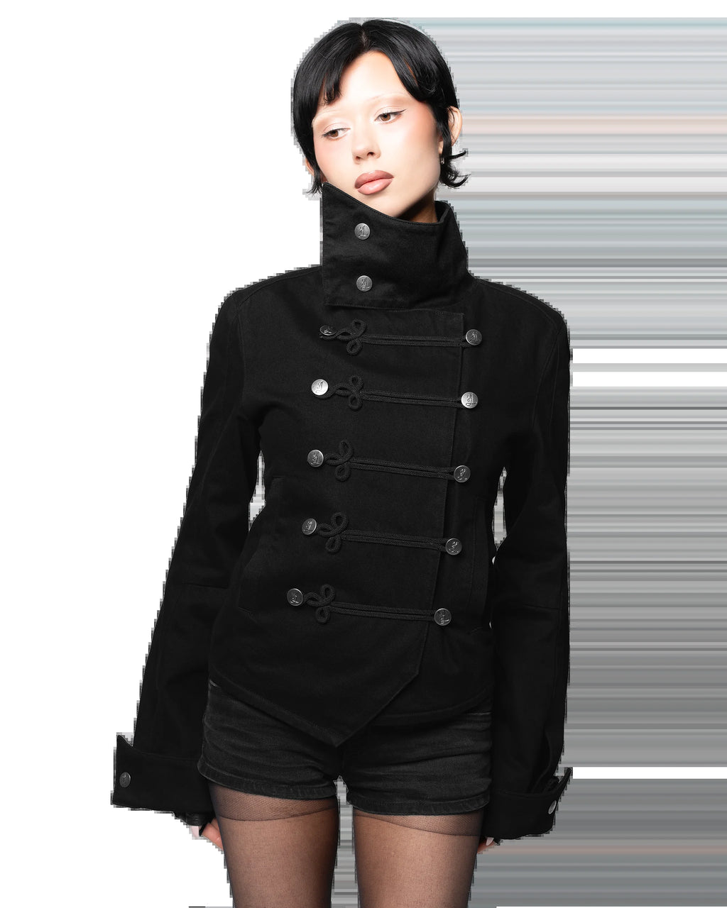 Y2K Retro Napoleon Jacket Men Women Gothic Rope Embroidery Jacket High Street Subculture Streetwear Unisex Canvas Cotton Coat