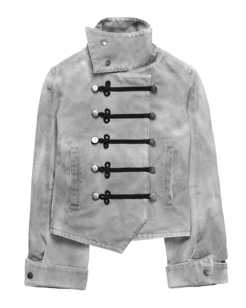 Y2K Retro Napoleon Jacket Men Women Gothic Rope Embroidery Jacket High Street Subculture Streetwear Unisex Canvas Cotton Coat